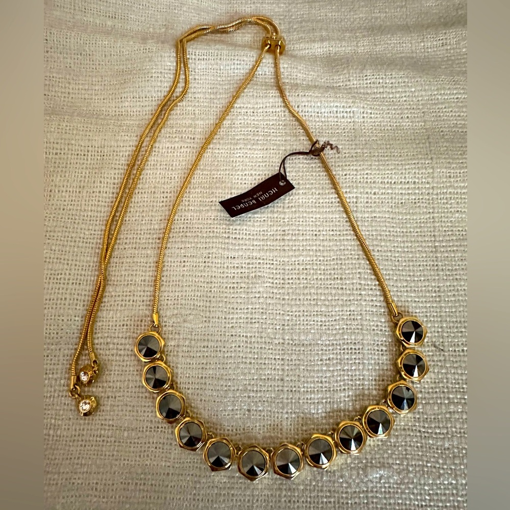 Gorgeous NWT Henri Bendel Hex Bolt Choker BLACK/GOLD Mint Condition
